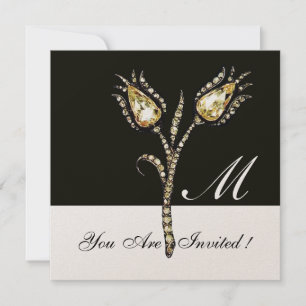 Invitation TULIPES DIAMANT MONOGRAMME , Métallic Or