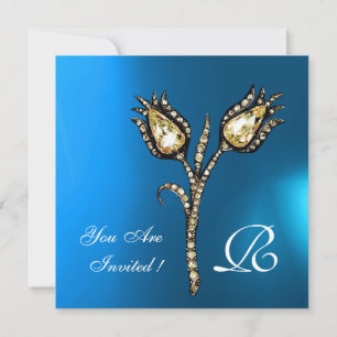 Invitation TULIPES DIAMANT MONOGRAMME , Saphir Bleu