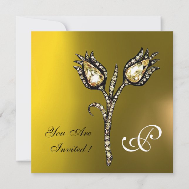 Invitation TULIPES DIAMANT MONOGRAMME, Topaze Jaune (Devant)