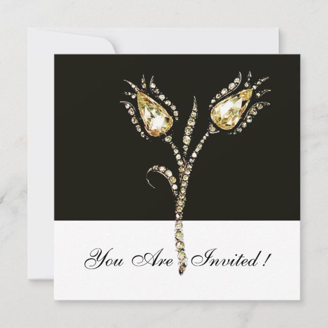 Invitation TULIPES DIAMANT, Noir et Blanc (Devant)