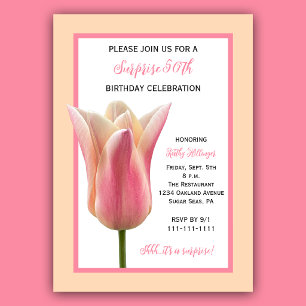 Invitation Tulipes élégantes pour les 50 ans, surprise d'anni