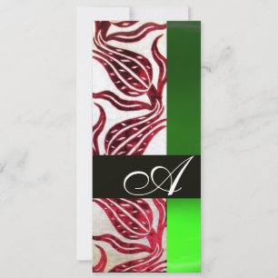 Invitation TULIPES EN DAMASSÉ VELVOURSE ROUGE MONOGRAMME Bour