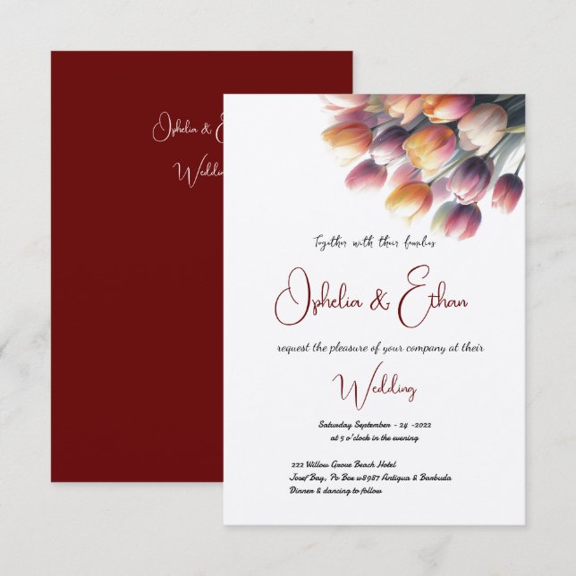 Invitation Tulipes été et printemps moderne (Devant / Derrière)