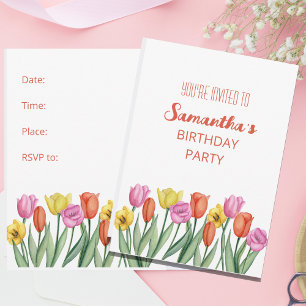 Invitation Tulipes florales rose-jaune-orange