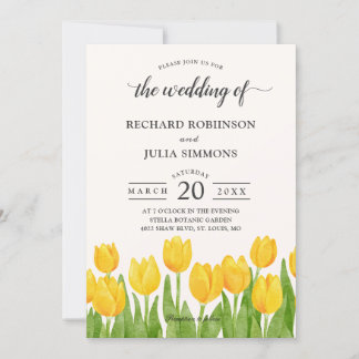 Invitation Tulipes Jaunes Floral Élégant Mariage d'été de pri