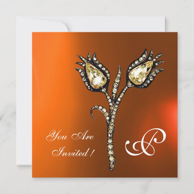 Invitation TULIPES MONOGRAM DIAMANT , Agate Jaune Orange (Devant)