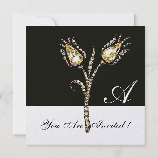 Invitation TULIPES MONOGRAM DIAMANT , Métal Givré (Devant)