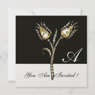 Invitation TULIPES MONOGRAM DIAMANT , Métal Givré
