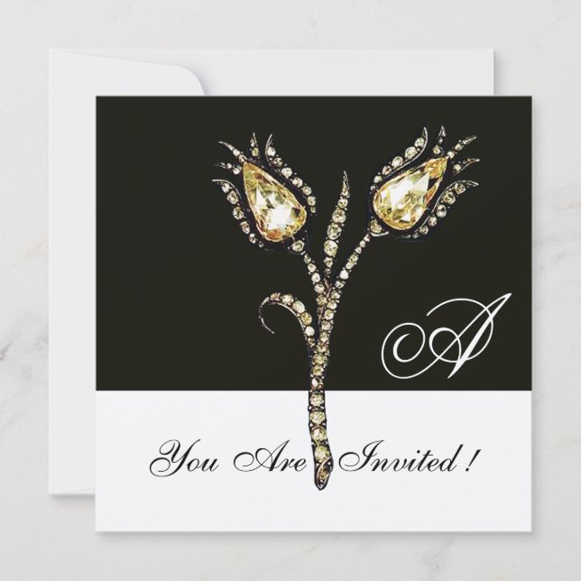 Invitation TULIPES MONOGRAM DIAMANT, Métallic Champagne (Devant)