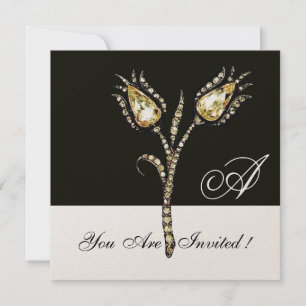 Invitation TULIPES MONOGRAM DIAMANT, Métallic Champagne