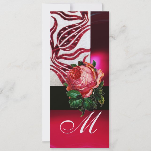 Invitation TULIPES MONOGRAMME VELVET ROUGE Bourgogne Blanc Gl (Devant)