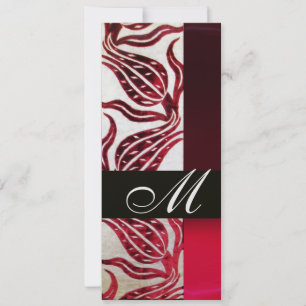 Invitation TULIPES MONOGRAMME VELVET ROUGE Burgundy White Ice