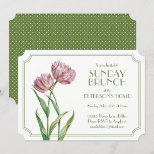 Invitation Tulipes peintes et Pois Brunch du dimanche