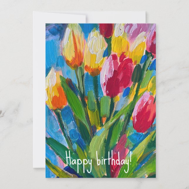 Invitation Tulipes printanières lumineuses , peinture  (Devant)