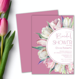 Invitation Tulipes rose printemps Douche nuptiale