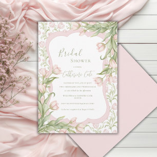 Invitation Tulipes roses Élégant Vintage Mariage