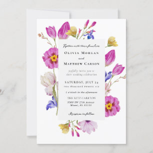 Invitation Tulipes roses Ressort Mariage floral