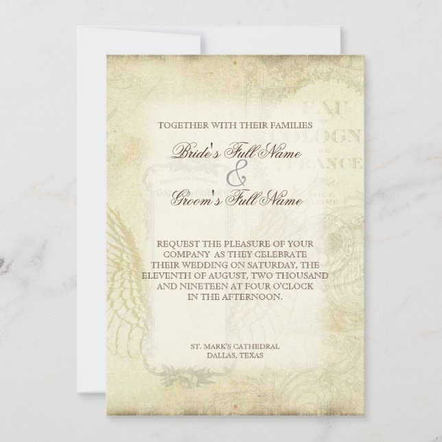 Invitation Tulipes vintages Angel ailes tourbillon Thé taché  (Devant)