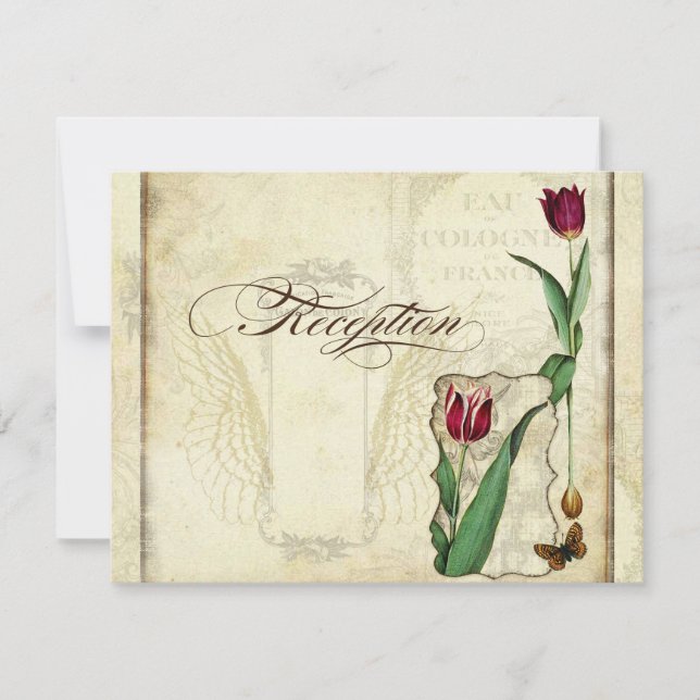 Invitation Tulipes vintages Angel Wings Tea Tiré Réception (Devant)