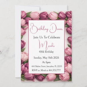Invitation Tulipes Violettes Moderne Anniversaire Féminin Élé