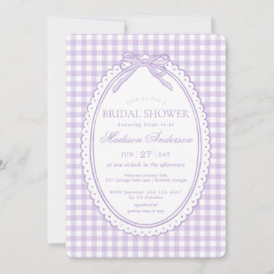 Invitation Tulle Gingham Coquette Nœud  Réception de Mariage