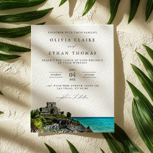 Invitation Tulum Mexico Tropical Beach Destination Mariage