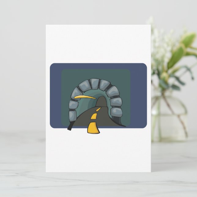 Invitation Tunnel routier avec marques de ligne jaune (Debout devant)