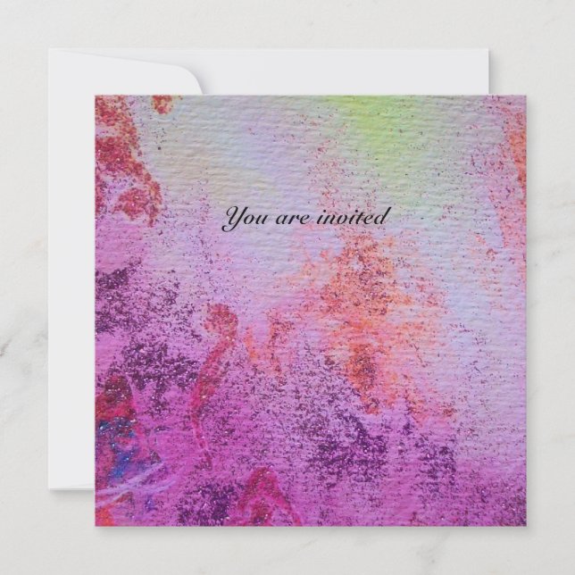 Invitation TURBILLONS D'OR ABSTRAITS  or métallisé, rouge pou (Devant)