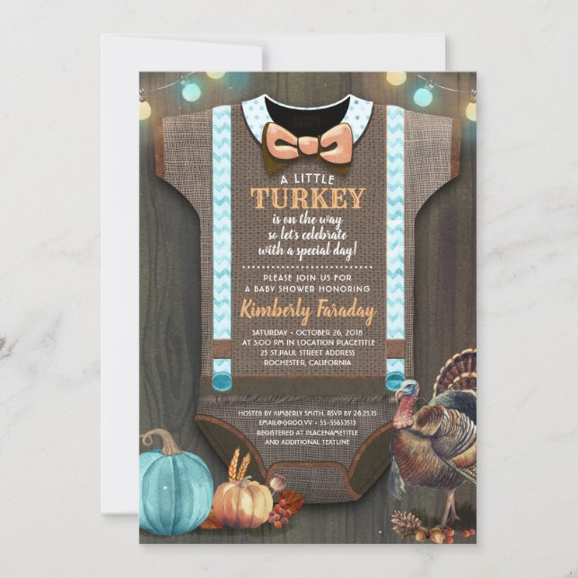 Invitation Turquie Baby shower Automne Citrouille Russe Burla (Devant)