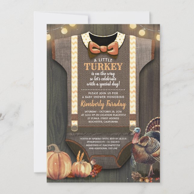 Invitation Turquie Baby shower Automne Citrouille Russe Burla (Devant)