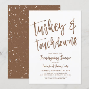 Invitation Turquie et Touchdowns  Fête de l'Amour Brown