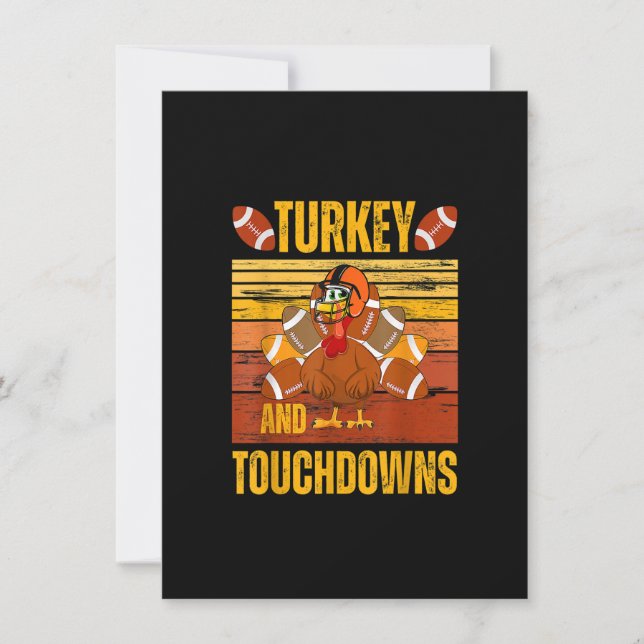 Invitation Turquie Et Touchdowns Football Thanksgiving Hommes (Devant)