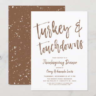 Invitation Turquie et Touchdowns  Thanksgiving Party Brown