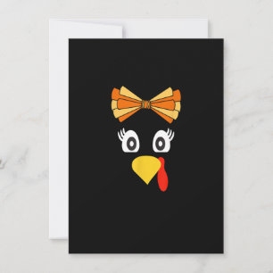 Invitation Turquie Face Girl Retro Bow Friendsgiving Thanksgi