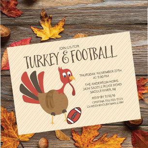 Invitation Turquie mignonne et football Thanksgiving Invitati
