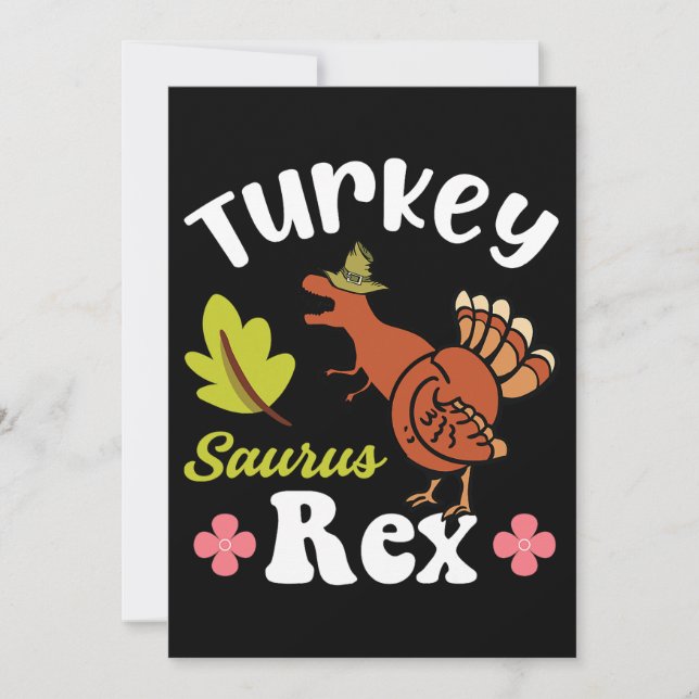 Invitation Turquie Saurus Rex Thanksgiving Dinosaur Turquie K (Devant)
