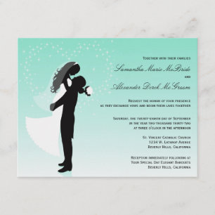 Invitation Turquoise à un mariage officiel Ombre S