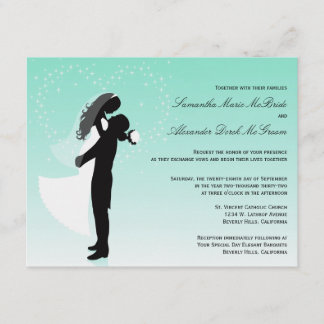 Invitation Turquoise à un mariage officiel Ombre S