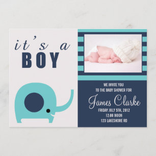 Invitation turquoise adorable de baby shower