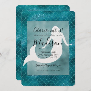 Invitation Turquoise Aqua Blue Parties scintillant Éperche Si