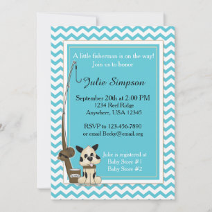 Invitation Turquoise au Baby shower Chevron