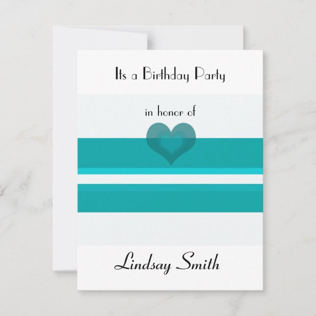 Invitation Turquoise bande avec accentuation cardiaque Annive (Devant)