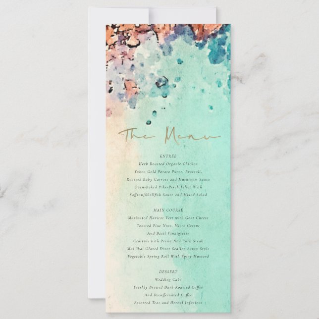 Invitation Turquoise Beach Sand Rock Mariage Détails Menu Inv (Devant)