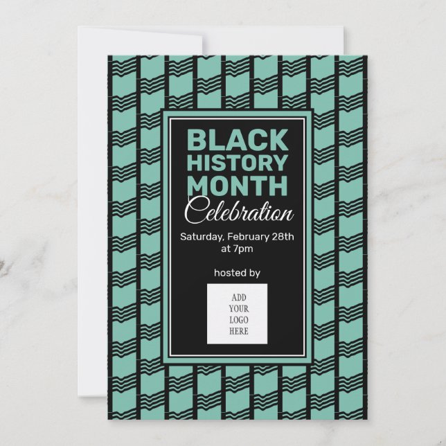 Invitation Turquoise Black History Mois AJOUTER PHOTO LOGO In (Devant)