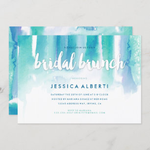 Invitation Turquoise Bleu Aquarelle Laver Bridal Brunch Invit