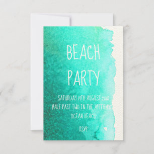 Invitation Turquoise bleu aquarelle moderne plage océan