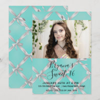 Turquoise Bleu & Blanc Bows Sweet 16 Party Photo