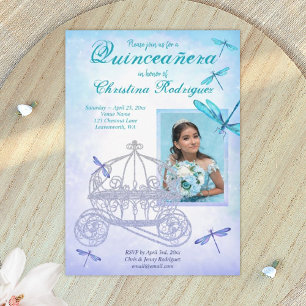 Invitation Turquoise, Bleu Clair Quinceañera