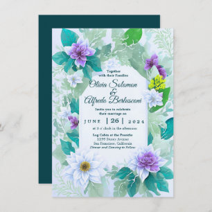 Invitation Turquoise bleu élégant moderne whimsic mariage thè