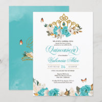Turquoise Bleu Rose Golden Tiara Butterfly Quince